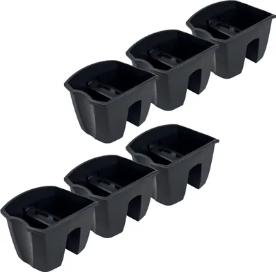 Produktbild von 6x Blumenkasten 24cm Hängetopf Blumentopf Balkontopf Geländertopf DCRO Anthrazit