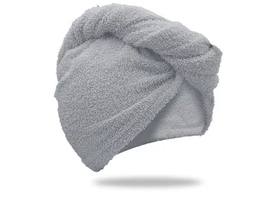 Produktbild von Schnelltrocknender Frottee-Haarturban, hellgrau, 100% Baumwolle