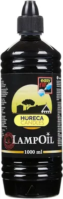 Produktbild von HORECA CANDLES Lampenöl 1L – 99% Paraffin, Rauchfrei & Geruchsarm, Lange Brenndauer für Öllampen, Fackeln, Kerzen & Lampen