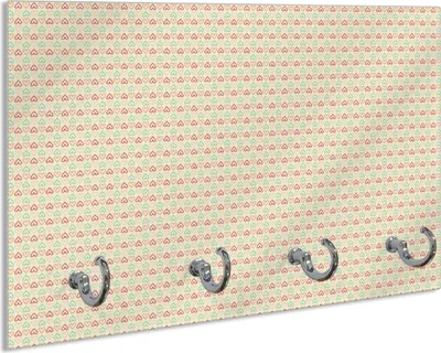 Produktbild von Wallario Handtuchhalter aus Glas, Motiv: Muster Herzen in rot, gelb und grün, symmetrisch angeordent, 30 x 20 cm mit 4 Haken