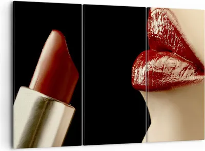 Produktbild von Bild auf Leinwand - Leinwandbild - Frau rote Lippen Lippenstift Gesicht - 105x70cm - Wand Bild - Wanddeko - Leinwanddruck - Bilder - Kunstdruck - Leinwand bilder - Wandkunst - CE105x70-0414