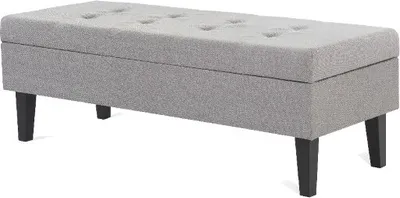 Obrázek produktu pro CasaDolce Lavice LUIS, šedá, čalouněná, 110x40x45 cm, s úložným prostorem
