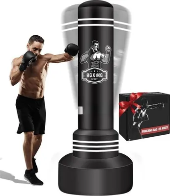 Obrázok produktu pre Stojace boxovacie vrece 180 cm pre dospelých - ťažké boxovacie vrece s elektrickou vzduchovou pumpou - vrátane boxerských rukavíc - pre mužov a ženy - kickboxerské vrecia na tréning MMA Muay Thai