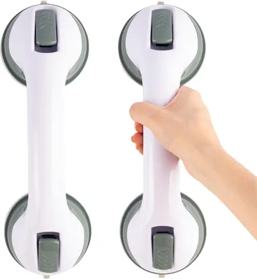 Produktbild von Duschhandlauf-Set ohne Bohren - 2 Stück mit Saugnapf für zusätzliche Sicherheit im Badezimmer, ideal für Kinder und ältere Menschen