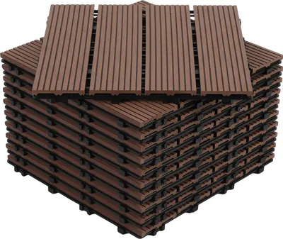 Immagine prodotto di Izrielar Piastrelle per terrazze 1 m² Piastrelle in legno 30x30 cm 11 pezzi Marroni per terrazze Balconi Piastrelle per terrazze Piastrelle in legno con sistema a incastro