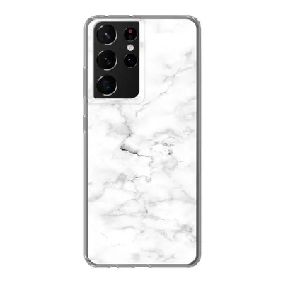 Produktbild von MuchoWow® Handyhülle Schutzhülle Hülle für Samsung Galaxy S21 Ultra Marmor - Weiß - Grau Silikon Softcase Handy Hülle - Mobiltelefon