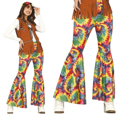 Immagine prodotto di Hippie Colourful Flare Pants Retro Carnival 60s Festival Party Fashion Costume, Taglia: 38 - 40 (M) Colore: Multicolore