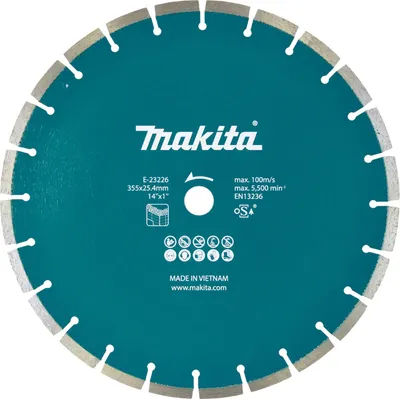 Zdjęcie produktu dla MAKITA diamentowa tarcza tnąca do cięcia na mokro/sucho 355x25,4 mm (E-23226)