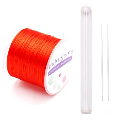 Elastisches Kraalkoord, flach, 60 m, hellrot, mit 2 Perlnadeln