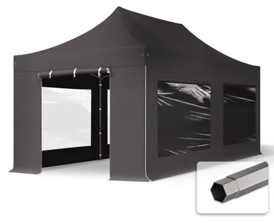 Obrázek produktu pro Nůžkový stan 3x6 m, ocel, vč. 4 bočnic tmavě šedá