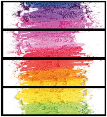 Produktbild von Wallario Möbelfolie / Aufkleber, geeignet für Ikea Malm Kommode mit 4 Schubfächern - Regenbogenstreifen auf weißem Hintergrund - Bunter Anstrich