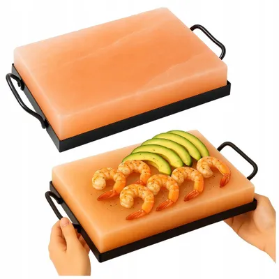 Obrázek produktu pro Solná deska s držákem Solný kámen Gril kámen BBQ Sůl Servírovací 30x20 cm