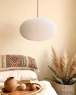 Obrázok produktu pre Oválny tienidlo lampy s priemerom 50 cm, vyrobené z ľanu