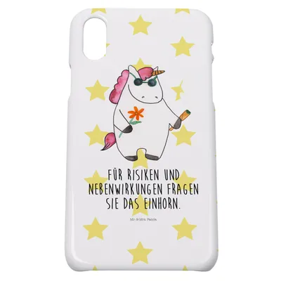 Produktbild von Mr. & Mrs. Panda Iphone 10 Handyhülle Einhorn Woodstock - Weiß - Geschenk, Party, Unicorn, Cover, Joint, X, Einhörner, Hülle, Handy, Kiffen