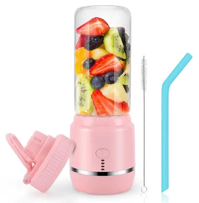 Produktbild von Zimilo 400ml Kabelloser Standmixer 150W, 6-Klingen, USB-Aufladung, Tragbarer Smoothie-Maker, Mini Blender, Fruchtmixer, Automatisches Reinigen, Rosa
