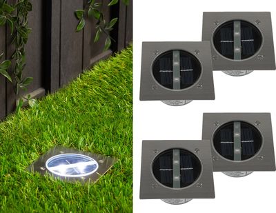 4er Set Solar Einbaustrahler Außen mit Tag / Nacht Sensor Bodeneinbauleuchten