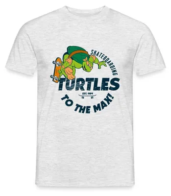 Produktbild von Spreadshirt Ninja Turtles Skatboarding Turtles Männer T-Shirt, XXL, Grau meliert