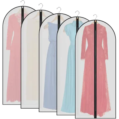 Produktbild von Staubdichte Kleiderhüllen, PEVA, transparent, mit Reißverschluss, mottenfest, Schutzhüllen für Anzüge, wasserdichte Kleiderhüllen für Hemden, Jacken und Anzüge (60 x 140 cm)