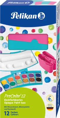 Produktbild von Farbkasten ProColor - 12 Farben türkis/pink. Packung mit 24 Stück