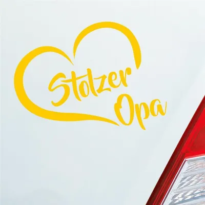 Produktbild von Auto Aufkleber Stolzer Opa Liebe Herz Großvater Enkel 12x10 cm Gelb Sticker Heckscheibenaufkleber
