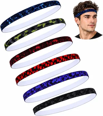 Obrázek produktu pro Sportovní čelenky, 6 kusů, silikonové, protiskluzové, pohodlný design, vhodné pro sport