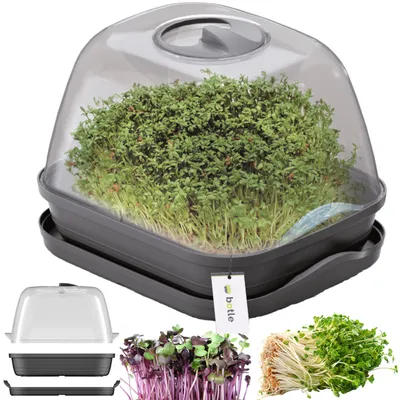 Obrázek produktu pro Mini skleníkový květináč, květináč na květináče s víkem Sadba zeleniny Antracit Miniskleník s ventilací 25,7x18,5cm