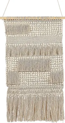 Produktbild von BELIANI Wanddekoration Beige Baumwolle Handgemacht mit Fransen Boho Chic Wandbehang Wanddeko Türdeko Fensterdeko für Schlafzimmer Wohnzimmer Flur Diele