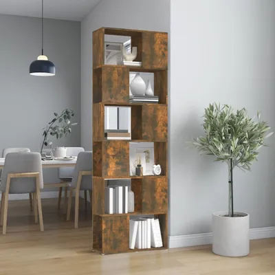 Obrázek produktu pro vidaXL Polička na knihy/rozdělovač místností z kouřového dubu 60x24x186 cm - Polička na knihy - Knihovny - Rozdělovač místností