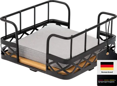 Immagine prodotto di portatovaglioli bremermann per tovaglioli 25x25, in bambù con bordo in metallo
