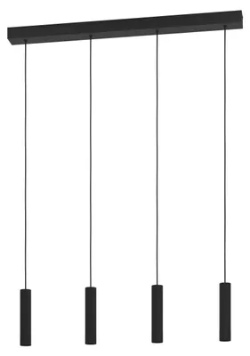 Image de Lampe suspendue EGLO Almudaina, suspension pour table à manger à 4 ampoules, lampe de salle à manger en métal noir, suspension à lumière blanc chaud, 84 cm