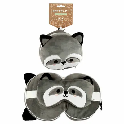 Produktbild von Puckator - Poduszka podróżna i opaska na oczy Relaxeazzz Raccoon