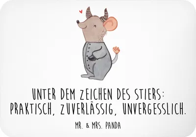 Produktbild von Mr. & Mrs. Panda Kühlschrankmagnet Stier Astrologie - Weiß - Geschenk, Geburtstagsgeschenk, haftmagnet, whiteboardmagnet, Sternzeichen, magnet, Notizhalter, büromagnet