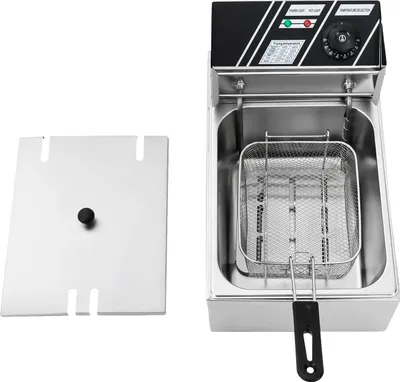 Zdjęcie produktu dla Frytownica elektryczna, pojemność 6L, moc 2500W, zakres temperatur 60-200℃, srebrna