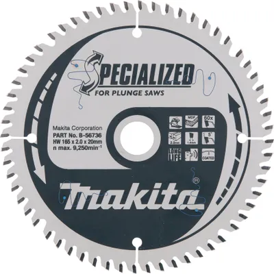 Productafbeelding van Makita B-56736: Speciaal zaagblad, 165x20 mm, 60 tanden