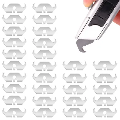 Obrázek produktu pro 30 kusů nožů na řezání s výstupkem, šířka čepele 0,6 mm, s otvorem pro použití jako nůž na koberce