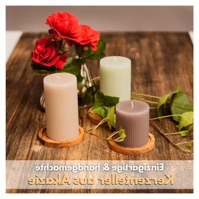 Produktbild von Kerzenteller - 2er Set Akazie Untersetzer für Kerzen bis 10 cm Durchmesser