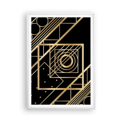 Produktbild von Gerahmtes Poster - Weißer Rahmen - Abstraktion Quadrat Gold - 70x100 cm - Wand Bild - Wanddeko - Wandbilder - Kunstposter - Wandposter - Bilderrahmen - Bilder - Kunstdruck - P2WPA70x100-4375