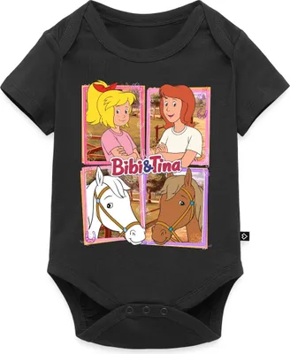 Produktbild von Spreadshirt Bibi Und Tina Mit Amadeus Und Sabrina Kachelmotiv Kurzarm Tages Baby Body, 86 (12-18 M.), Schwarz