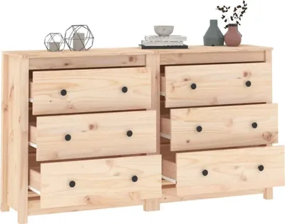 Zdjęcie produktu dla vidaXL Kredens 140x35x80 cm lite drewno sosnowe