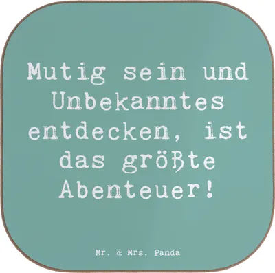Produktbild von Mr. & Mrs. Panda Untersetzer für Gläser Spruch Unbekannte Orte erkunden - Meeresbrise - Geschenk, Getränkeuntersetzer, Coaster, Tasse, gläseruntersetzer, Erleben, Mut
