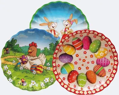 Produktbild von Osterteller rund aus Pappe 23cm