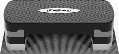 Produktbild von Physionics® Steppbrett - Höhenverstellbar, 3 Stufen (10, 15, 20 cm), Rutschfest, bis 200 kg, Platzsparend, Schwarz/Grau - Fitness Stepper