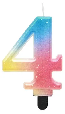 Produktbild von Geburtstagskerze für Kuchen und Torten, Ziffer 4 in Pastellfarbe, 8 cm hoch