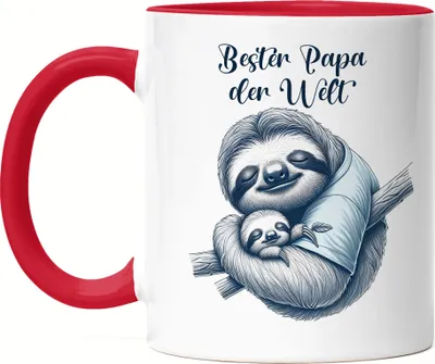 Produktbild von Bester Papa der Welt Faultier Tasse Rot Süßes Faultier Vatertag Familie