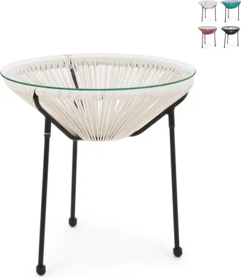 Produktbild von Runder Outdoor-Beistelltisch Ø50 cm aus Seilgeflecht Parker YES - Weiß
