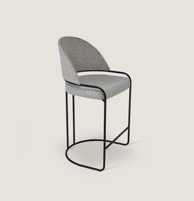 Obrázek produktu pro Šedá barová židle s nerezovými nohami Jídelní židle Vysoké designové židle