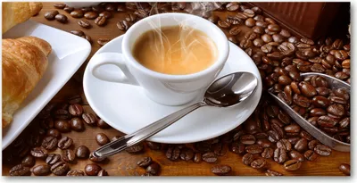 Produktbild von Tulup® Glas-Bild - 100x50 -Wandkunst - Wandbild hinter gehärtetem Sicherheitsglas  - Essen & Getränke - Aromatischer Kaffee - Braun