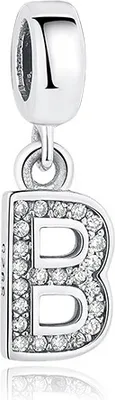 Produktbild von PANDACHARMS Anhänger Charm Buchstabe B, 925er Sterling Silber, passt zu Pandora