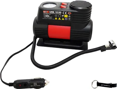 Produktbild von ULTIMATE SPEED® Mini 12V Luft Kompressor UMK 10 + HEADNMORE® Schlüsselanhänger im HEADNMORE® Bundle