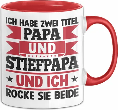Produktbild von Stiefpapa Papa Tasse Geschenk Vatertag Geschenkidee Ich Habe Zwei Titel Papa Und Stiefpapa Und Ich Rocke Sie Beide (Rot)